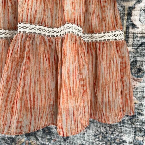 Tart Smocked Waist Mini Dress Size M Lace Ruffle Trim Long Sleeve Multicolor New - Picture 6 of 14